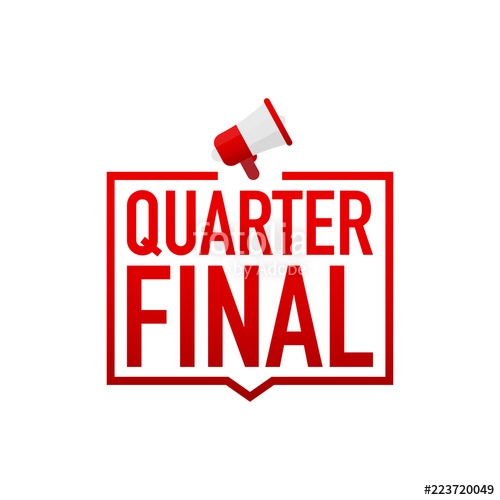 500x500 Hand Holding Megaphone With Quarter Final Vector Illustration