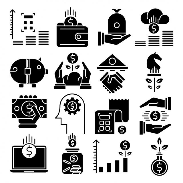 640x640 Finance Vector Solid Icons Set, Budget, Capital, Expenses Png