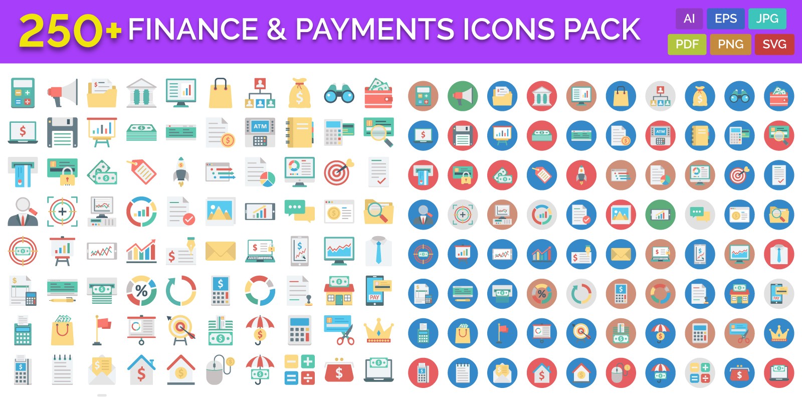1600x800 Finance And Payments Vector Icons Pack Codester