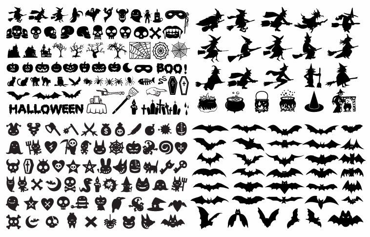 758x485 Halloween Silhouette Elements Vector Collection Free Vector