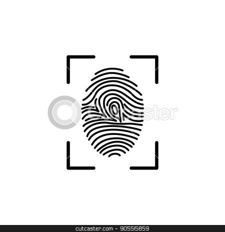 450x464 Fingerprint Icon Identification Stock Vector