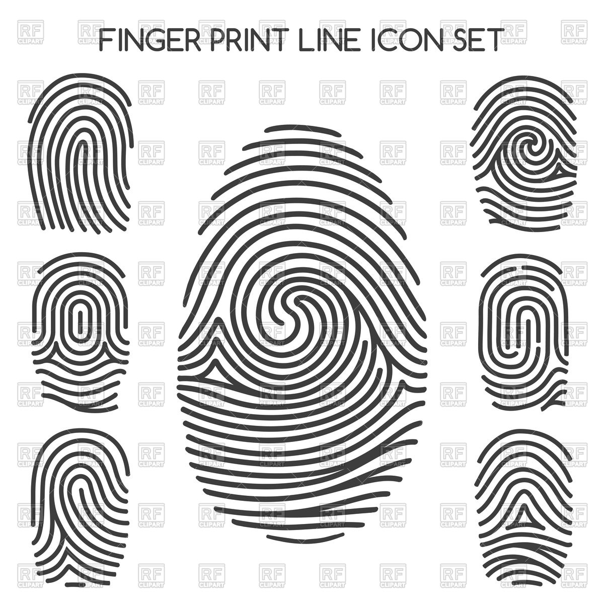 1200x1200 Fingerprint Icons Vector Image Of Signs, Symbols, Maps
