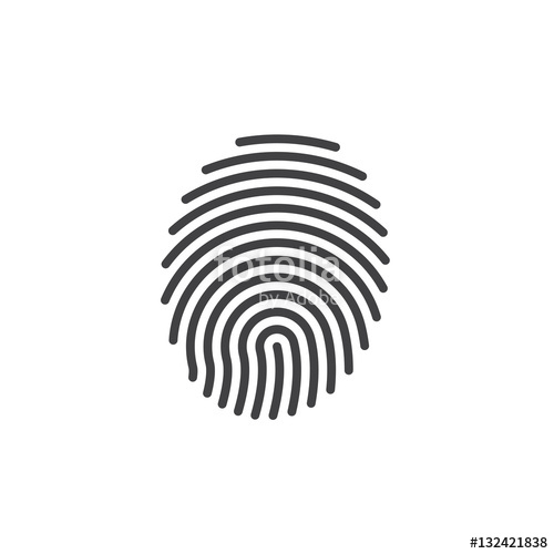 500x500 Fingerprint Line Icon, Vector Sign, Linear Pictogram Isolated