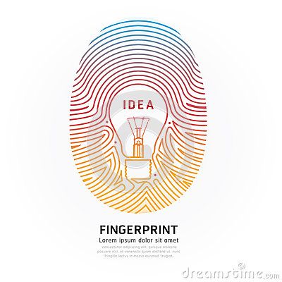 400x400 Fingerprint Lightbulb Color Vector Design Illustration