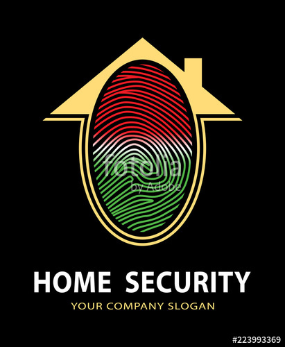 411x500 Home Security Fingerprint Logo Vector Illustration Stock Image