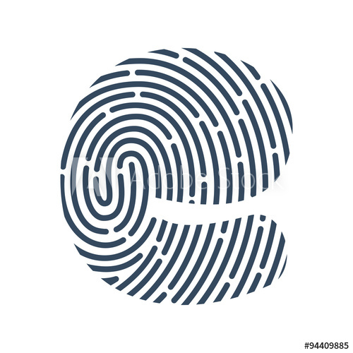 500x500 E Letter Line Logo Vector Fingerprint Design