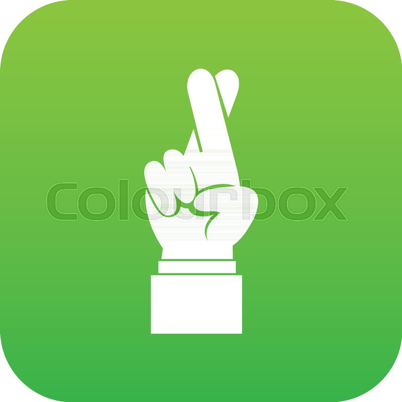 800x800 Fingers Crossed Icon Digital Green For Stock Vector Colourbox