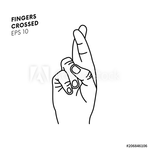 500x500 Fingers Crossed Isolated On White Background Vector Illustration