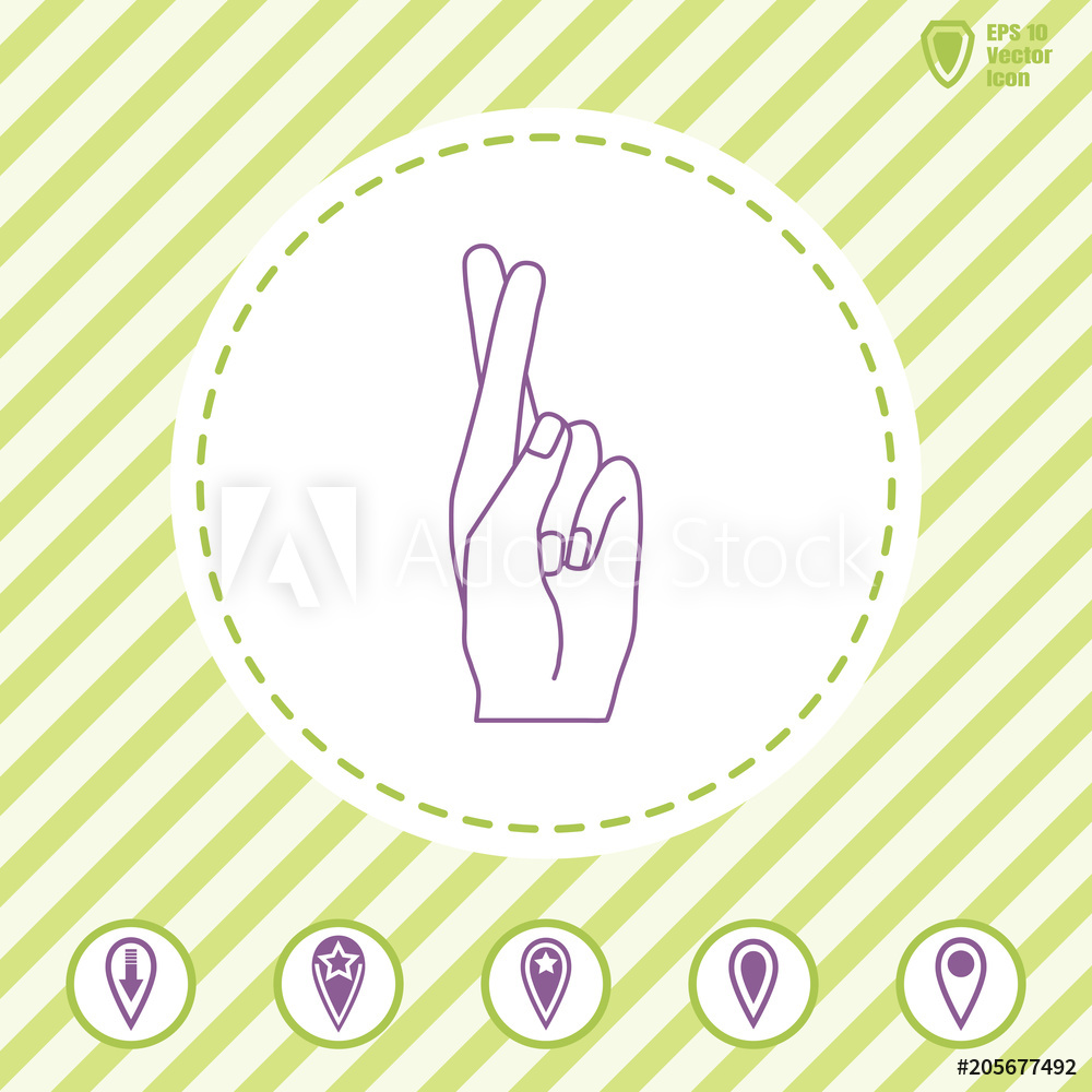 1000x1000 Hand Fingers Crossed Line Vector Icon Foto, Poster, Wandbilder Bei