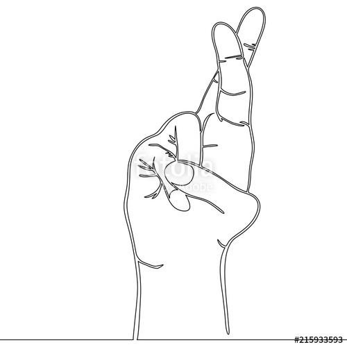 500x500 Continuous One Line Drawn Fingers Crossed Vector Stock Image