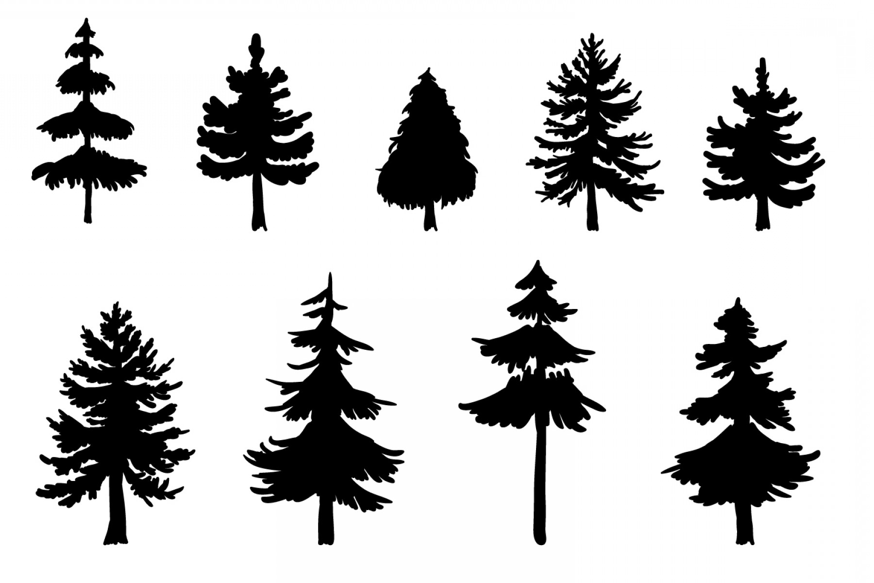 Fir Tree Silhouette Vector at Vectorified.com | Collection of Fir Tree ...