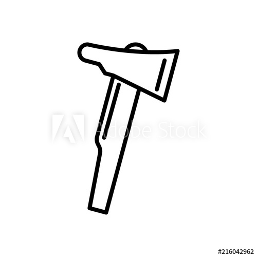 500x500 Fire Axe Line Icon Vector Illustration Isolated On White Outline