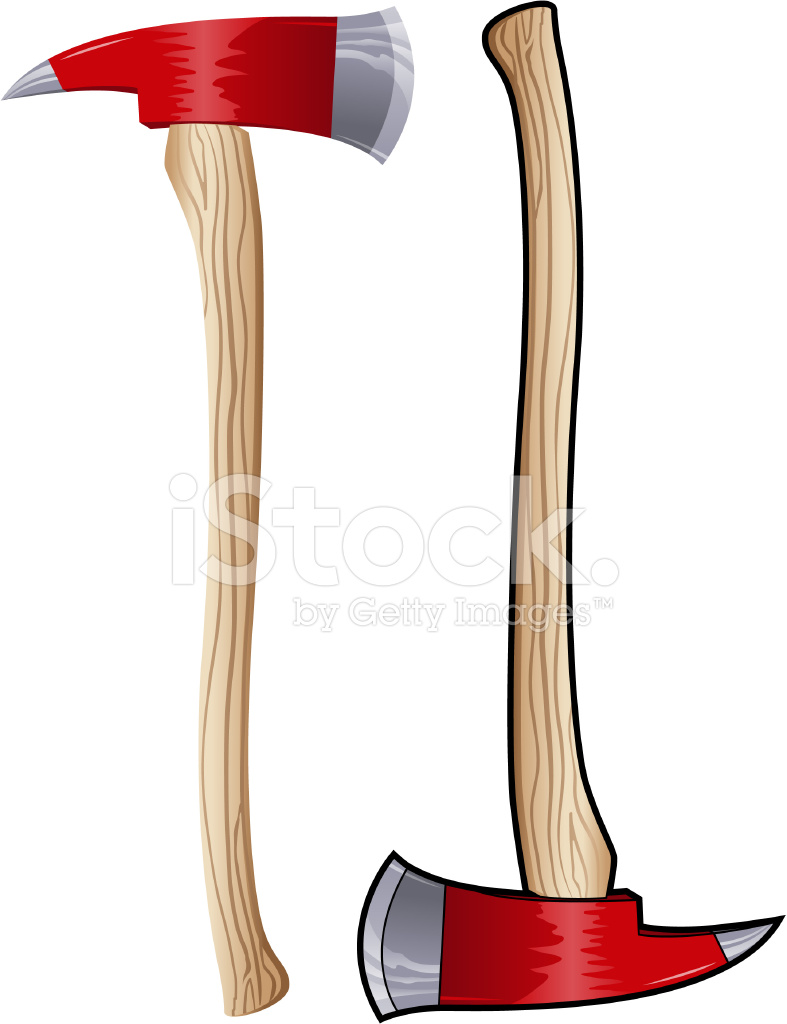 787x1024 Firefighter Axe With Wood Handle Stock Vector