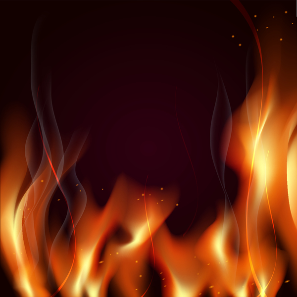 600x600 Great Realistic Vector Fire Flames Smoke Sparks On Red Background