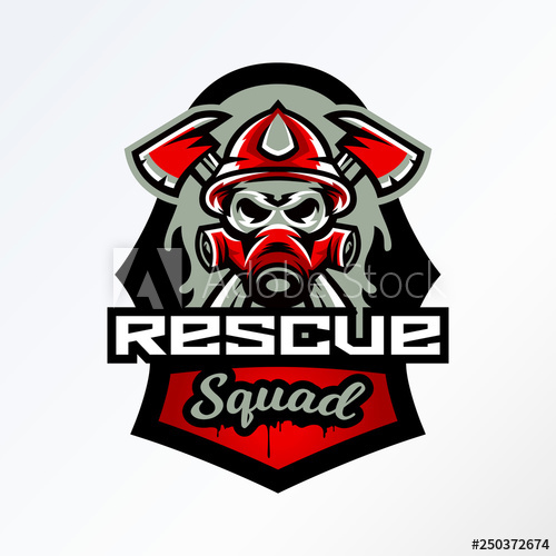 500x500 Colorful Badge, Logo, Sticker, Emblem Skull Fireman In Gas Mask