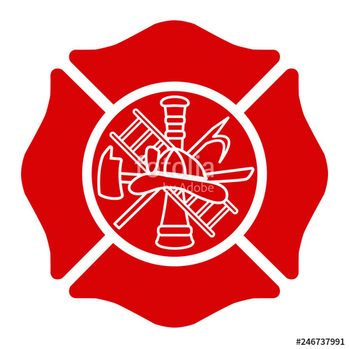 500x500 Fire Department Emblem With Center Design St Florian Maltese Cross