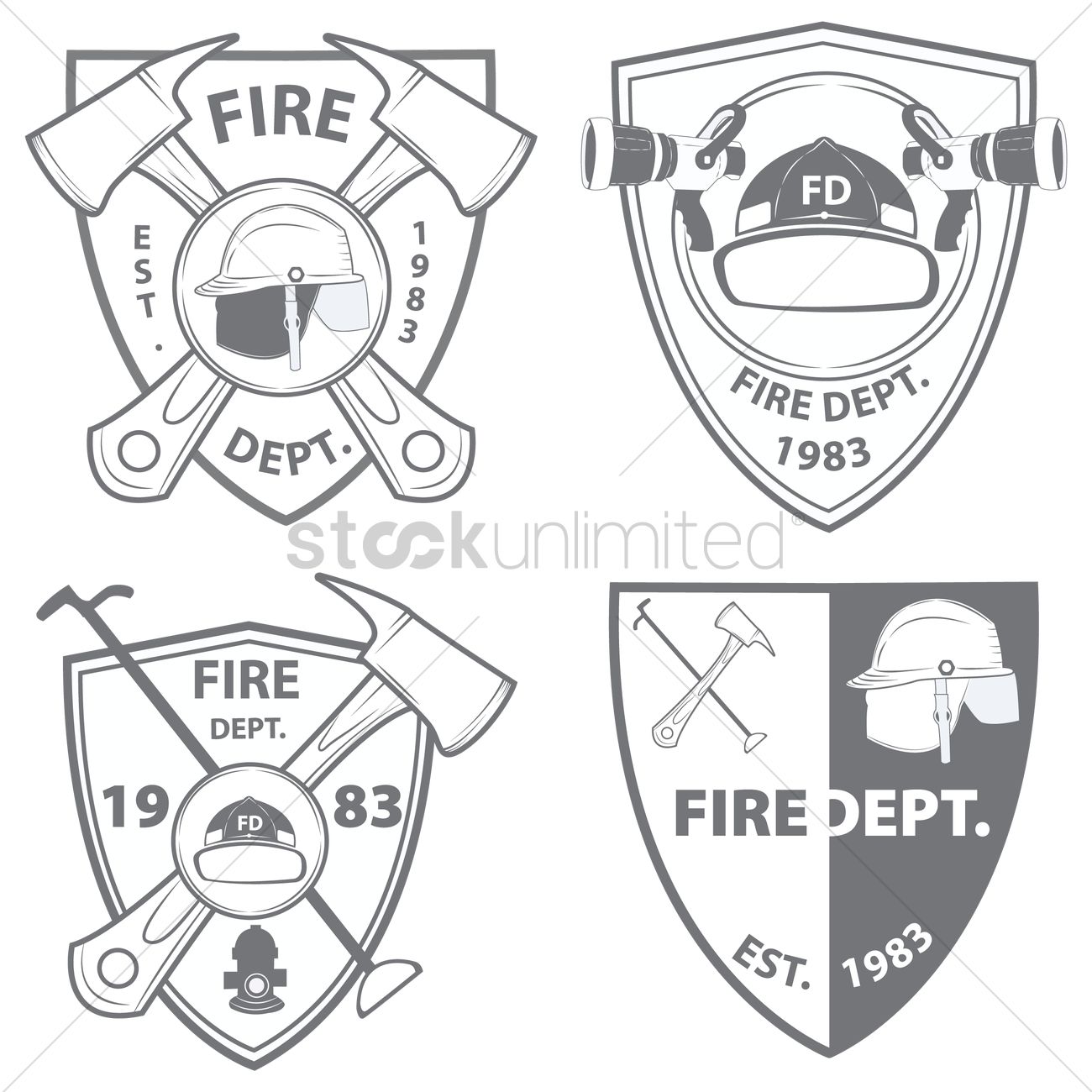 Fire Department Emblems And Badges Vector Image 1300x1300 Fire Department Emblems And Badges Vector Image