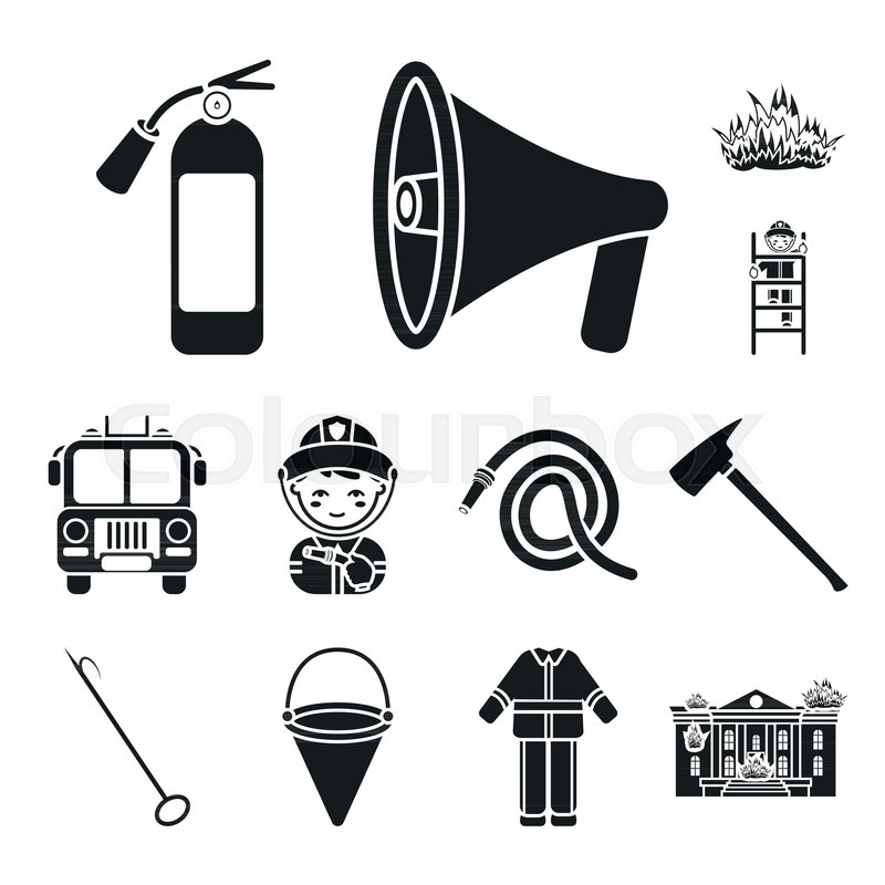 800x800 Fire Department Black Icons In Set Stock Vector Colourbox
