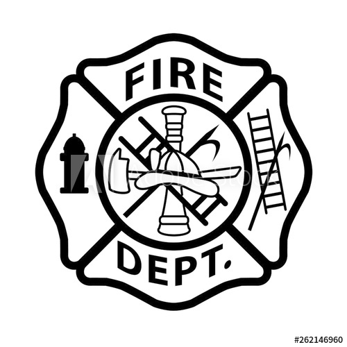 500x500 Fire Department Emblem St Florian Maltese Cross White With Black