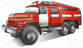 340x196 Image Drawing Of The Russian Color Fire Engine, Vector