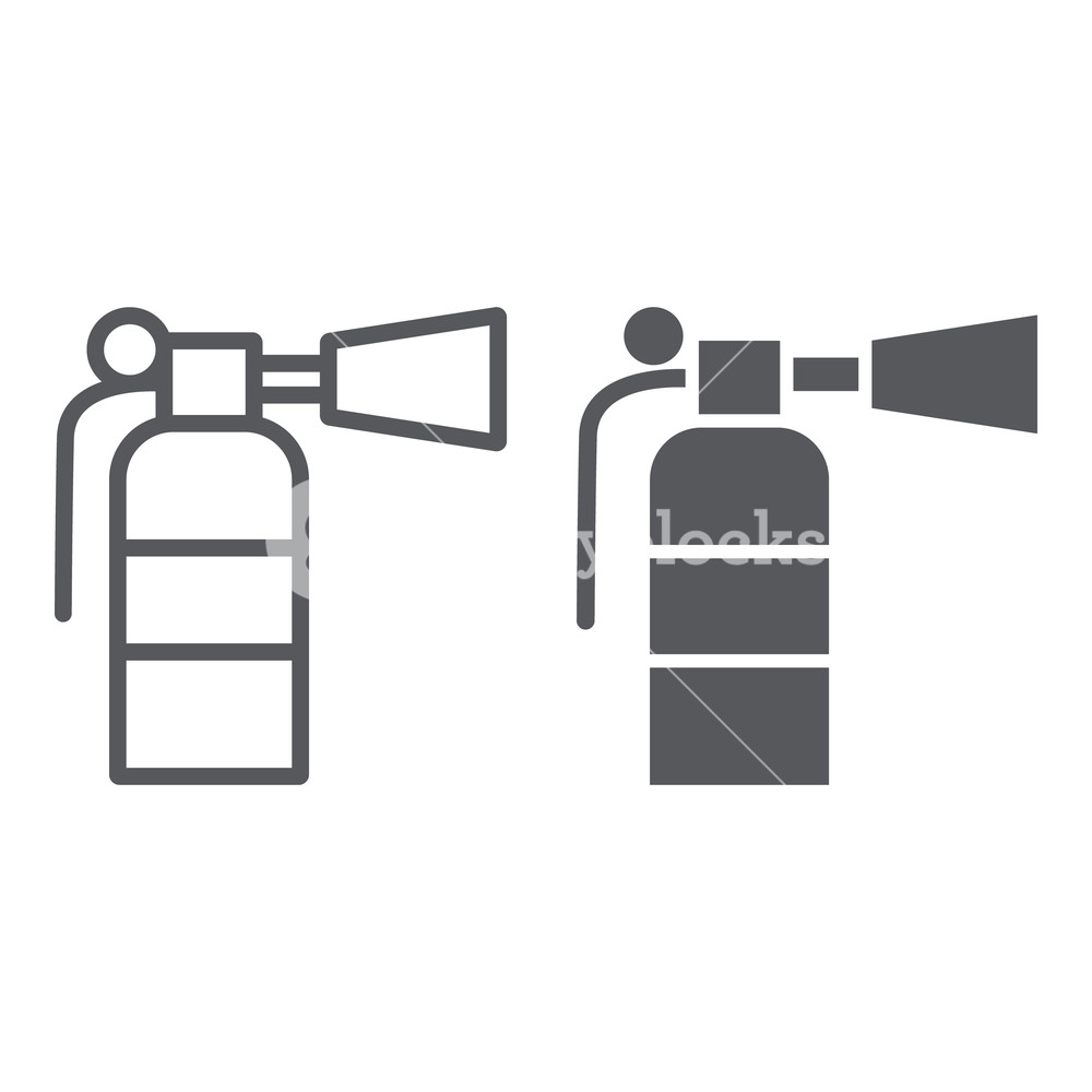 1000x1000 Fire Extinguisher Line And Glyph Icon, Emergency And Firefighting