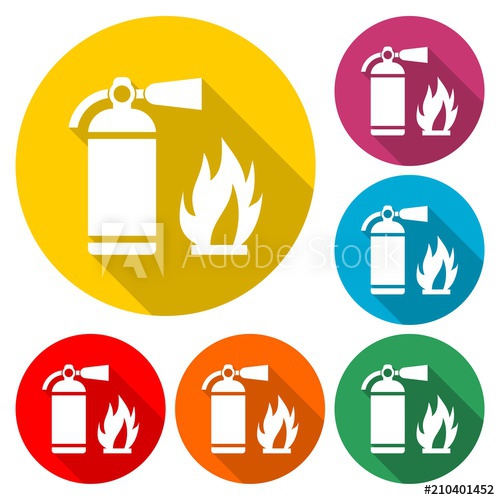 500x500 Fire Sign Vector, Fire Extinguisher Icon, Color Icon With Long