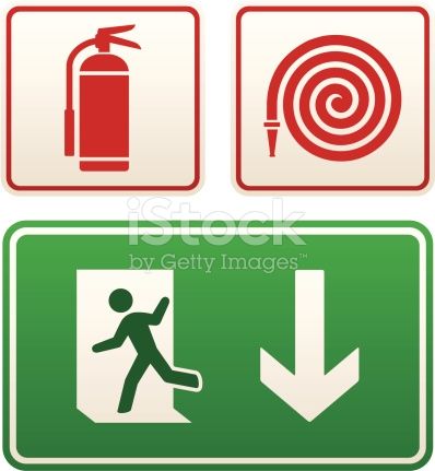 398x431 Emergency Exit, Fire Extinguisher, Fire Hose Sign Fire