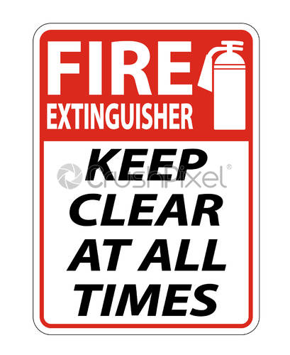 409x500 Fire Extinguisher Keep Clear Sign On White Background,vector