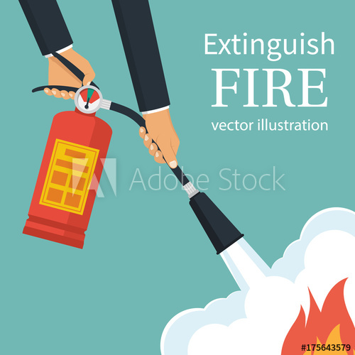 500x500 Extinguish Fire Fireman Hold In Hand Fire Extinguisher Vector