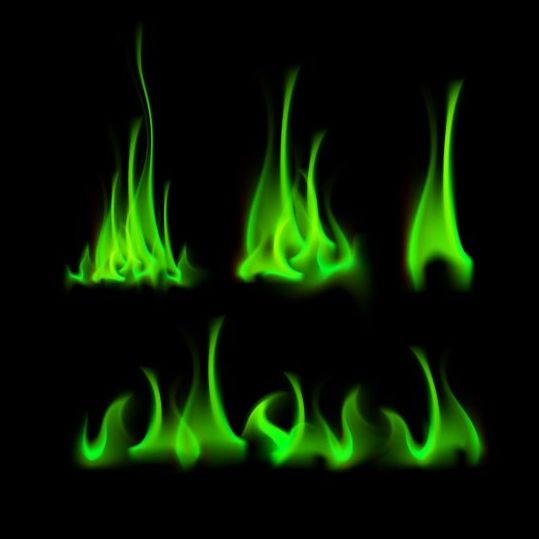 539x539 Green Fire Flame Vector Set Free Download