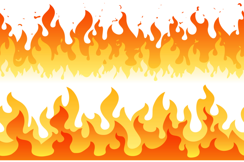 800x533 Cartoon Fire Flame Vector Seamless Frame Borders