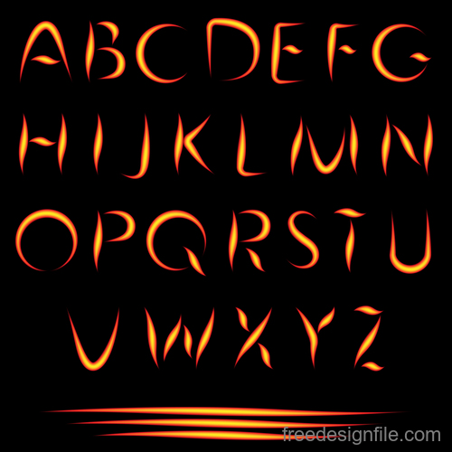 500x500 Fire Alphabet Font Vector Free Download