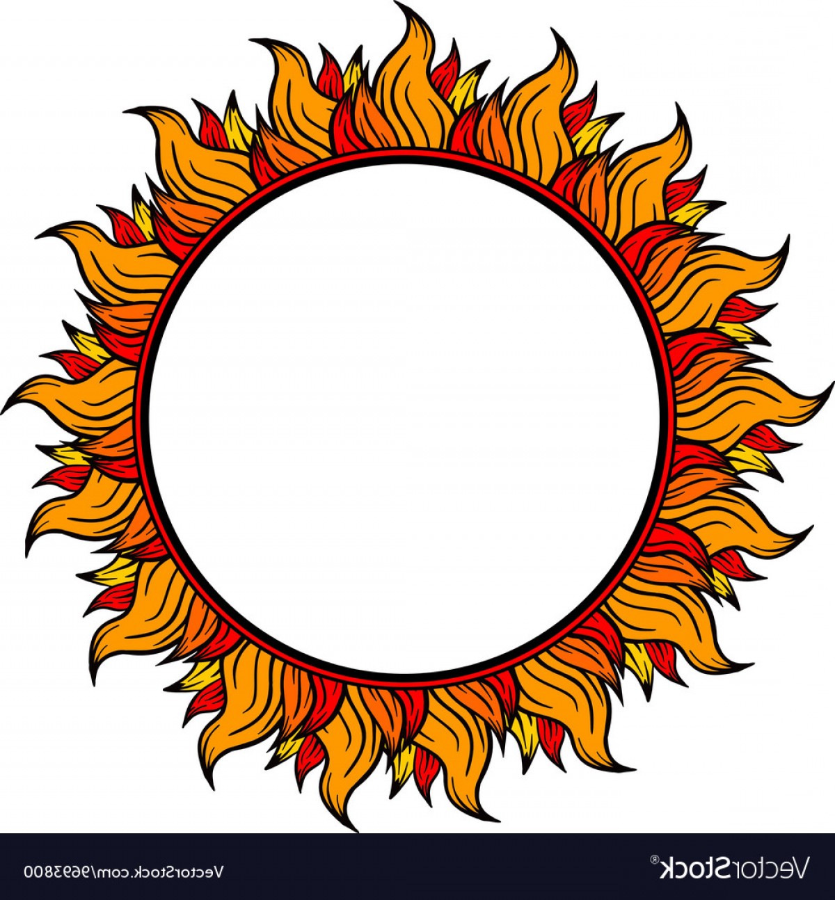 1200x1294 Ring Of Fire Circular Frame Isolated On White Vector Hoodamathrun