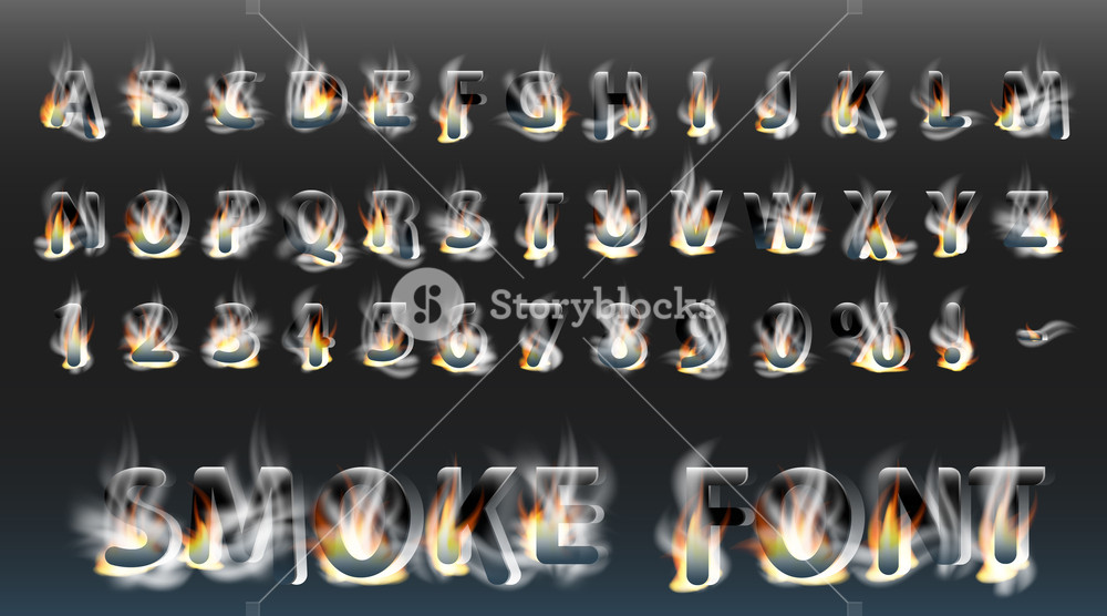 1000x556 Smoke Font With Fire Smoky Letters And Numbers Alphabet Smoke