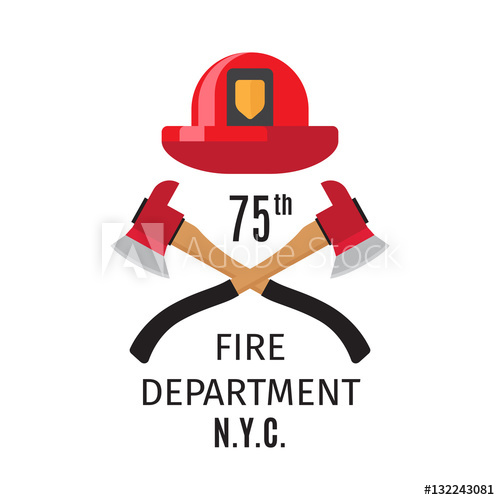 500x500 Firefighter Emblem With Vector Cross Fire Axes And Fireman Helmet