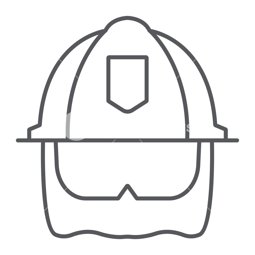 1000x1000 Firefighter Helmet Thin Line Icon, Equipment And Fire, Head
