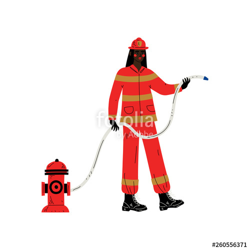 500x500 Female Firefighter Character In Red Uniform And Protective Helmet