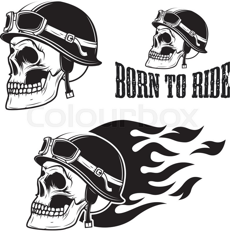 792x800 Skull In Motorcycle Helmet With Fire Stock Vector Colourbox