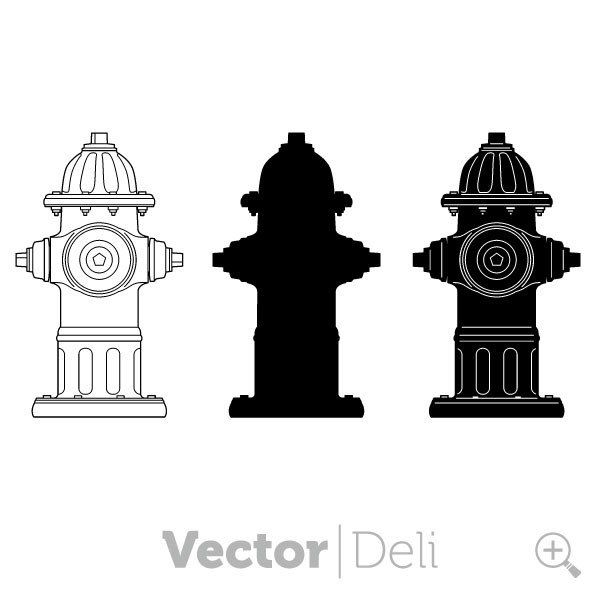600x600 Vector Vinyl Ready Fire Hydrant Including Silhouette Urban