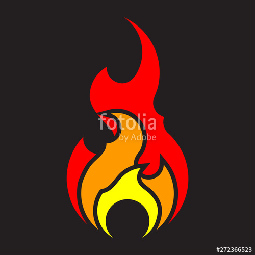 500x500 Fire Icon Vector Template Isolated Flat Flame Logo Design Element