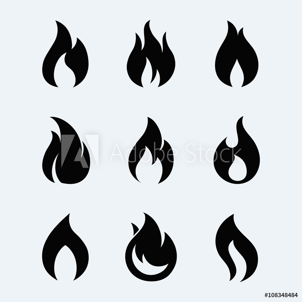 1000x1000 Fotografie, Obraz Fire Icon Vector Set Posters Cz