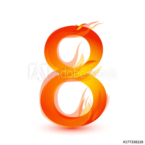 500x500 Number In Fire Flame Icon Vector