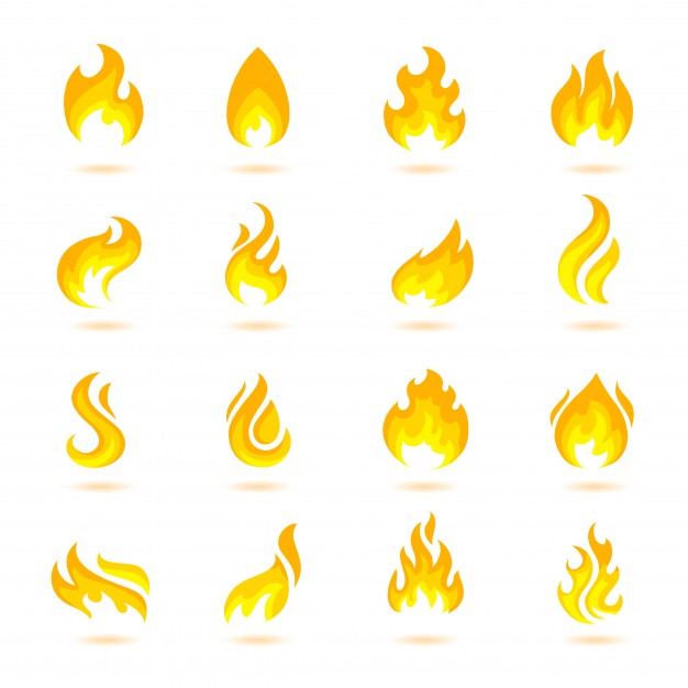 626x626 Fire Flame Burn Flare Torch Hell Fiery Icons Set Isolated Vector