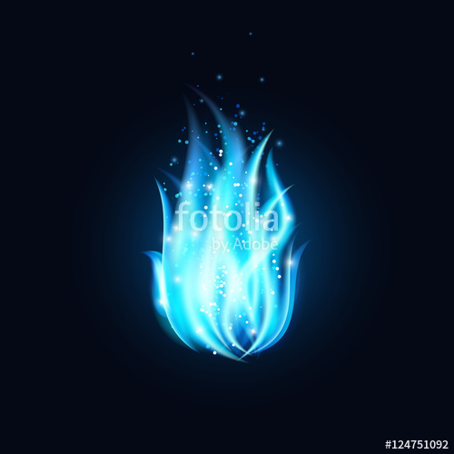 500x500 Vector Blue Fire Illustration Dark Background With Beautiful Blue