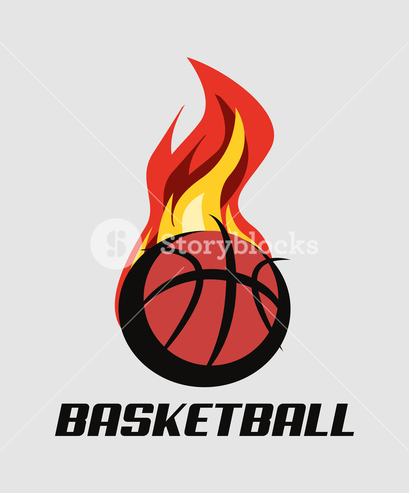 830x1000 Basketball Ball Enveloped In Fire Flames Vector Illustration