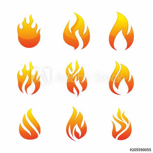500x500 Collection Fire Logo Vector Element Symbol Template