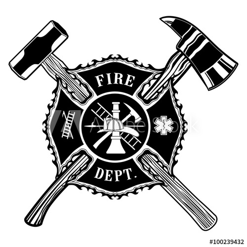 500x500 Firefighter Cross Ax And Sledge Hammer Is An Illustration