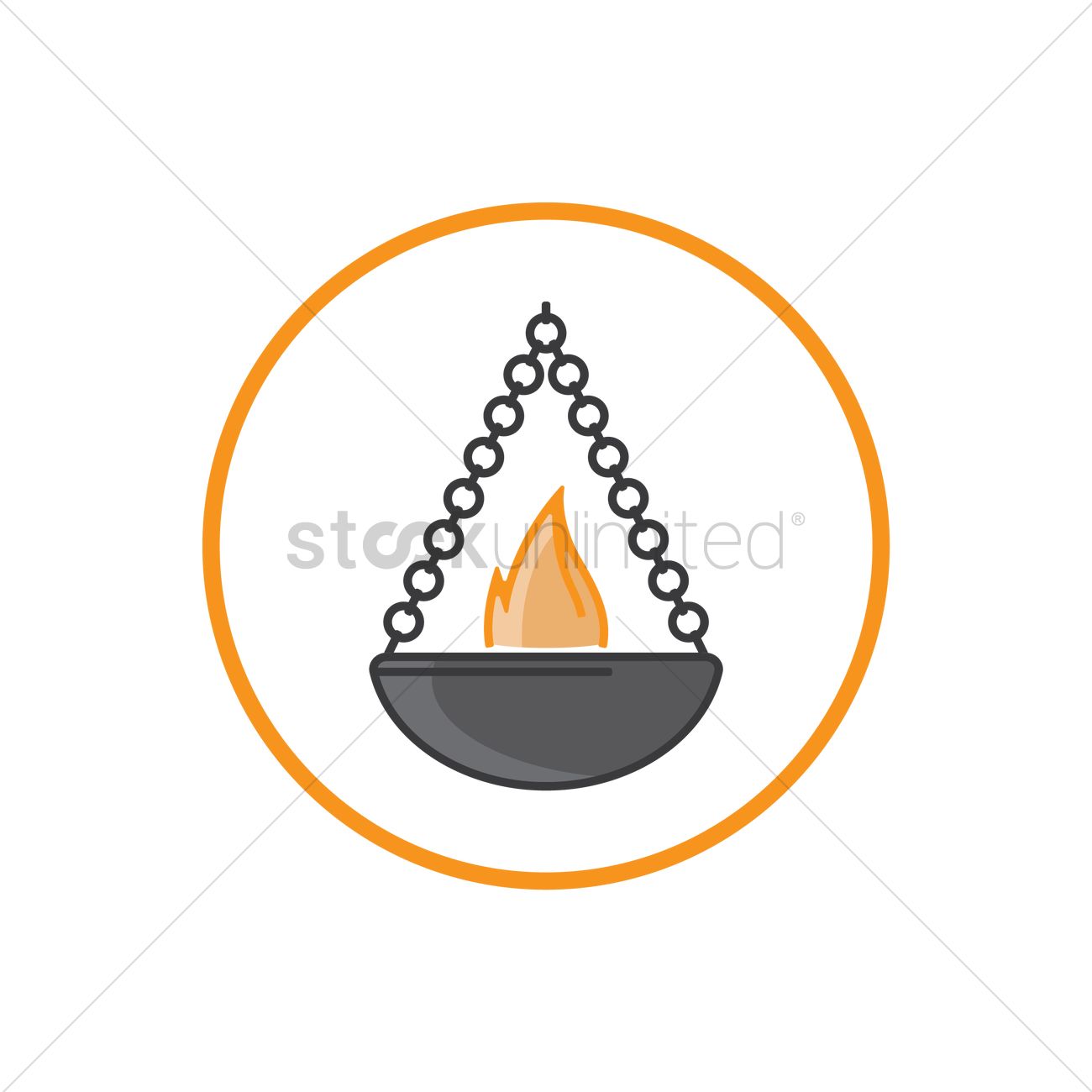 1300x1300 Fire Burning In A Hanging Metal Fire Pit Vector Image