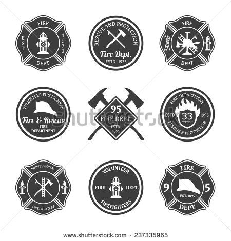 450x470 Fire Department Professional Firefighter Equipment Black Emblems