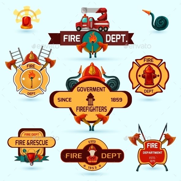 590x590 Firefighter Emblems Set Fonts Logos Icons Vector Icons